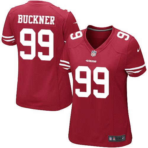 Nike 49ers #99 DeForest Buckner Red Team Color Women's Stitched NFL Elite Jersey